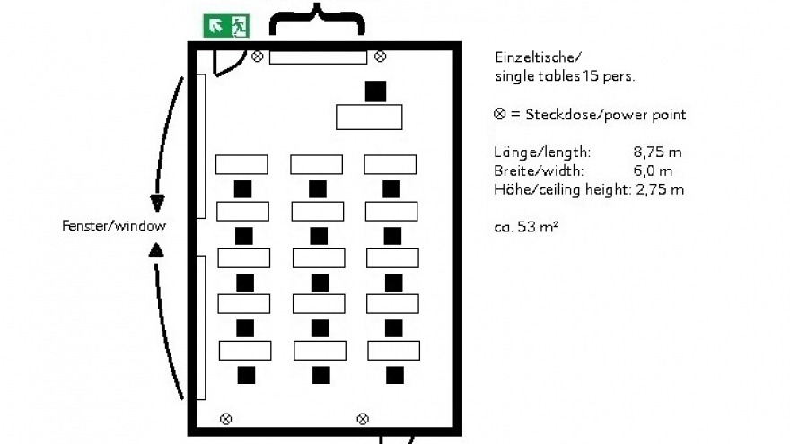 Tagungsraum Hamburg - Einzeltische 15 Personen